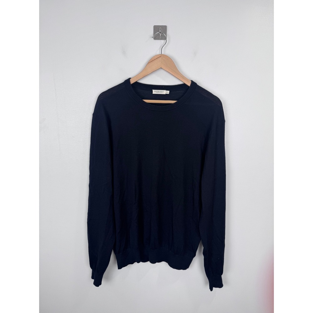 Suitsupply Men Navy Blue Merino Wool Crewneck Sweater Size XXL
